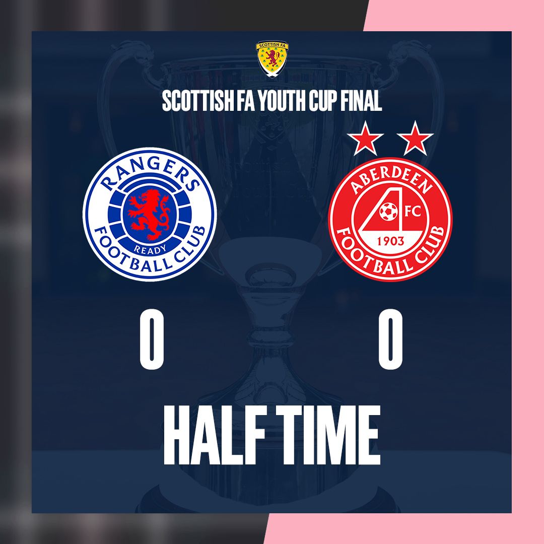 The first half ends goalless between @RFC_Youth and @AberdeenFC at Hampden Park. ➡️ Watch the second half live here: scotfa.co/SYC24 #ScottishYouthCup