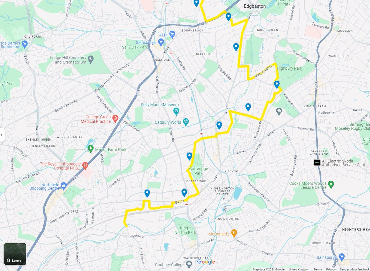 ….6/13 I will start my 34 mile walk on Saturday in the early hours, passing Kings Norton LNR, Cotteridge Park, Hazelwell Park, Kings Heath Park, Highbury Park, and Pebble Mill Playing Fields….