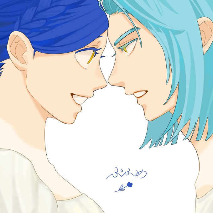 「blue hair looking at another」 illustration images(Latest)｜5pages