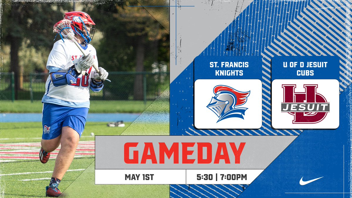 🥍 GAMEDAY🥍 It's Senior Night at LaValley Field! Last home game for our Varsity and JV Lacrosse teams. The Knights will host UD Jesuit! 🎟️-sfsknights.org/tickets #GoKnights