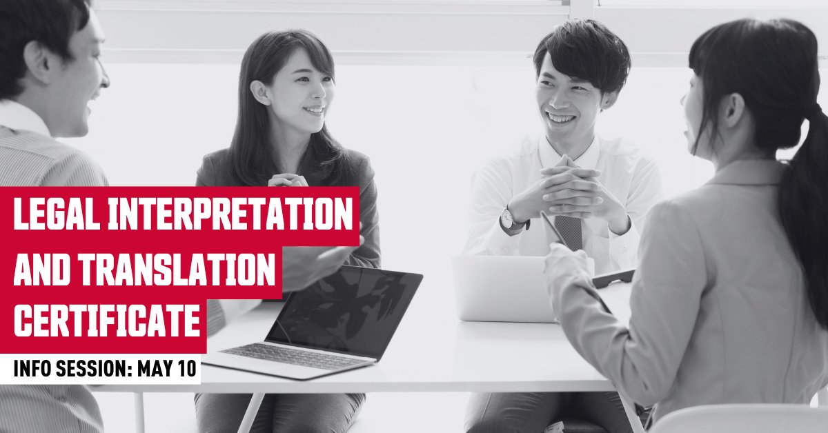 Our Chinese/English Legal Interpretation and Translation Certificate program will prepare you for a successful career specializing as a legal interpreter and translator. Don't miss our next info session on May 10. at.sfu.ca/LPmQwm