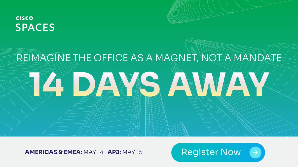 Join the conversation on the future of work. Experience new product innovations. Hear from @MandT_Bank on how they're navigating hybrid work with Cisco Spaces.

It's all happening at the #ciscospacesdigitalevent in 2 weeks! ✅ Save your spot now: spaces.cisco.com/spaces-digital…