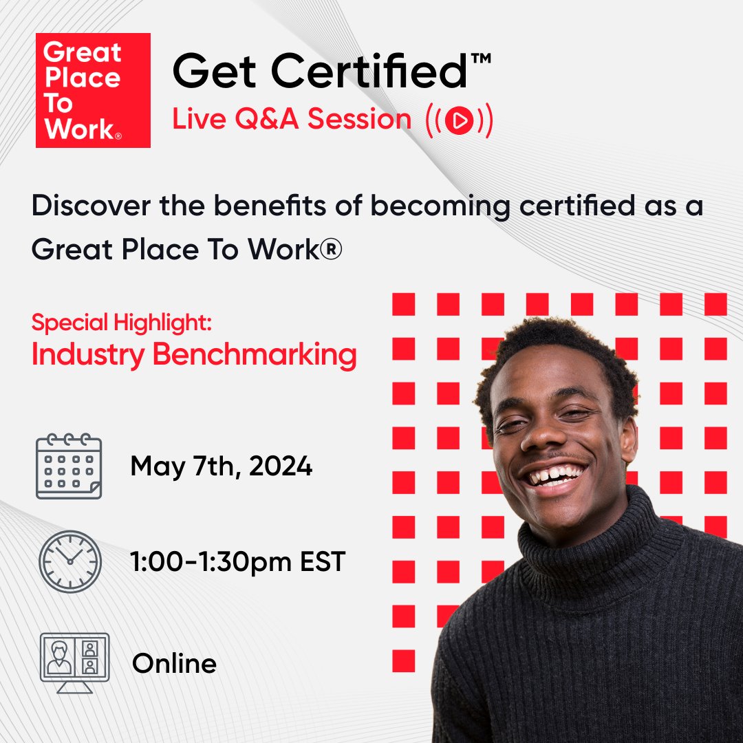 Ready to elevate your workplace? Join our 'Get Certified™ - Live Q&A Session' and discover how to achieve Great Place To Work® Certification. 

Register Now 👉ow.ly/PFFt50Ru2Fp

#GPTW4ALL #GreatPlaceToWorkCA #HR #HRWebinar #LiveSession #GetCertified #Canada