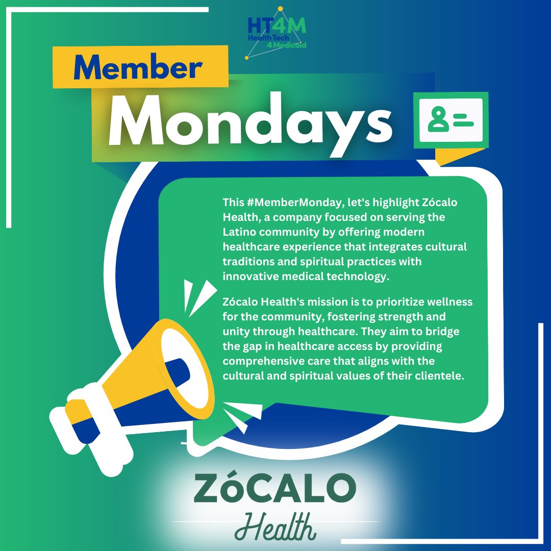 HealthTech 4 Medicaid (@ht4medicaid) on Twitter photo This #MemberMonday, we're spotlighting <a href="/ZocaloHealth/">ZócaloHealth</a> ! Dedicated to serving the Latino community, they blend modern healthcare with cultural traditions and spiritual practices, with a mission is to prioritize wellness, foster strength, and bridge the gap in healthcare access. This #MemberMonday, we're spotlighting <a href="/ZocaloHealth/">ZócaloHealth</a> ! Dedicated to serving the Latino community, they blend modern healthcare with cultural traditions and spiritual practices, with a mission is to prioritize wellness, foster strength, and bridge the gap in healthcare access.