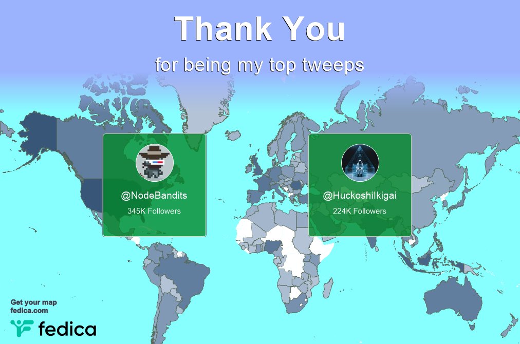 Special thanks to my top new tweeps this week @NodeBandits, @HuckoshiIkigai