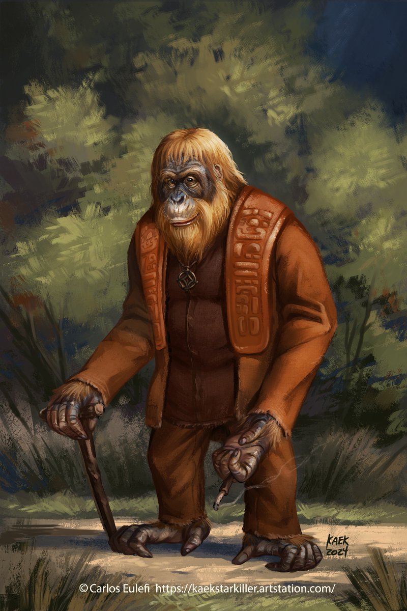 Doctor Zaius at your service!, can't wait for the new Planet of the Apes movie and painted my own version of  Zaius, Clip Studio Paint as always 🖌️ #planetoftheapes #doctorzaius #KingdomOfThePlanetOfTheApes #conceptart #creaturedesign #humanartist #monkee