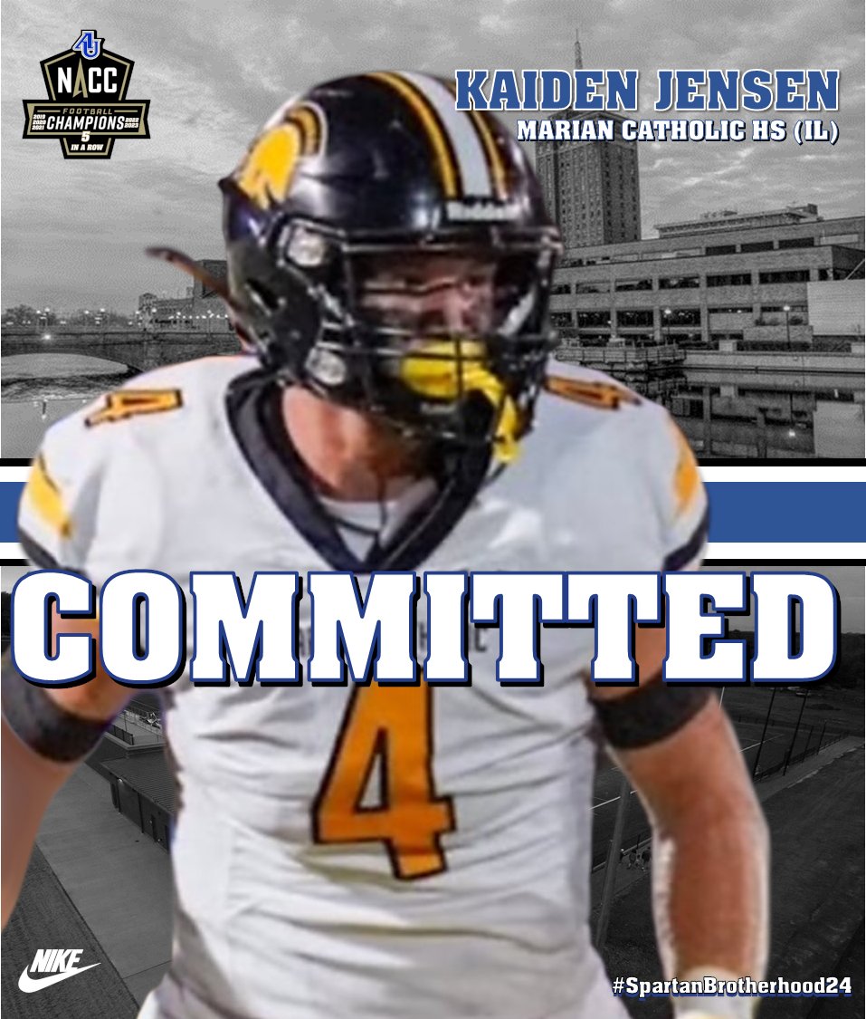 Spartan Fans, we are excited to welcome @kaidenjensen from Marian Catholic HS to the Aurora Football Family. #WeAreOneAU #SpartanBrotherhood24