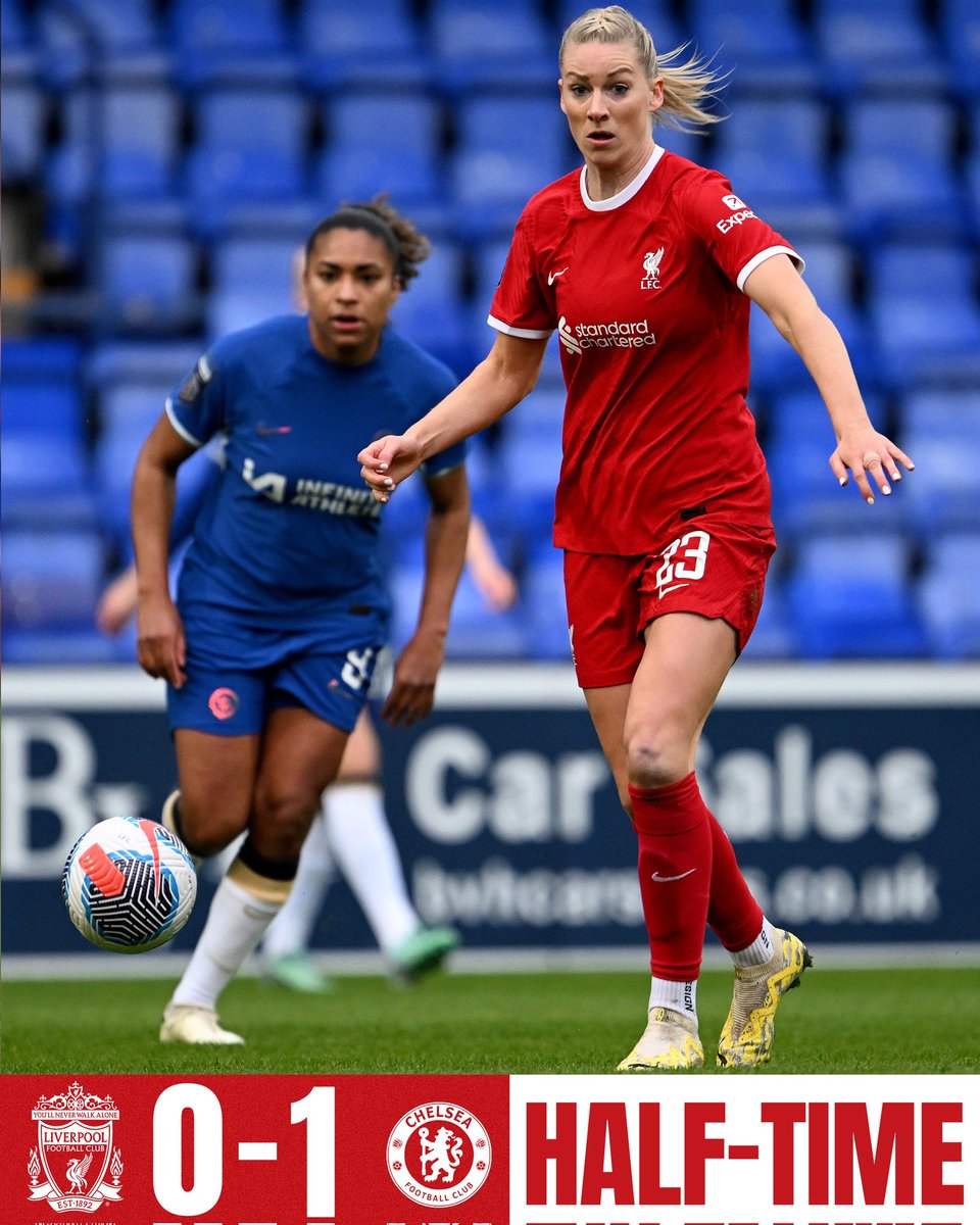 Derrota parcial por la mínima terminado el 1er tiempo en Prenton Park.

@LiverpoolFCW 0-1 Chelsea

YNWA 97❤️
#YNWA 
#LFCWomen 
#OLSC
#LFC
#WSL