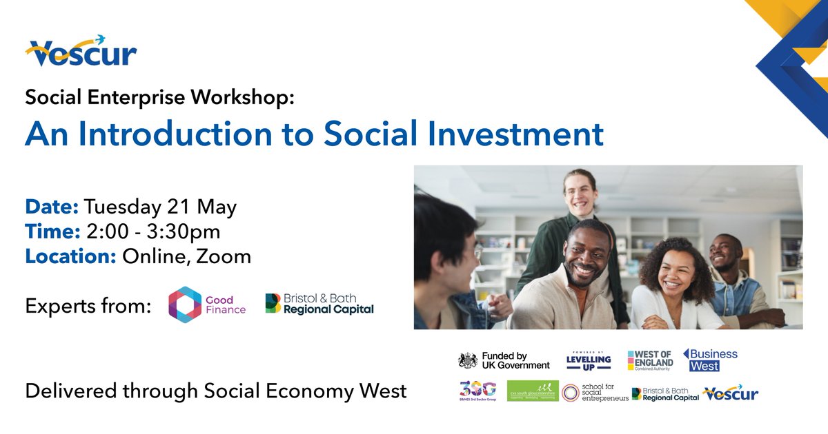 Curious about social investment? Join us to see how it fits alongside grants & donations through real-life examples! Hear from experts @GoodFinanceUK & @BristolBathRCap. Register at bit.ly/4a2ll32 📅 May 21 🕒 2-3:30 PM 💻 Zoom #CIC #SocialInvestment #SocialEconomyWest