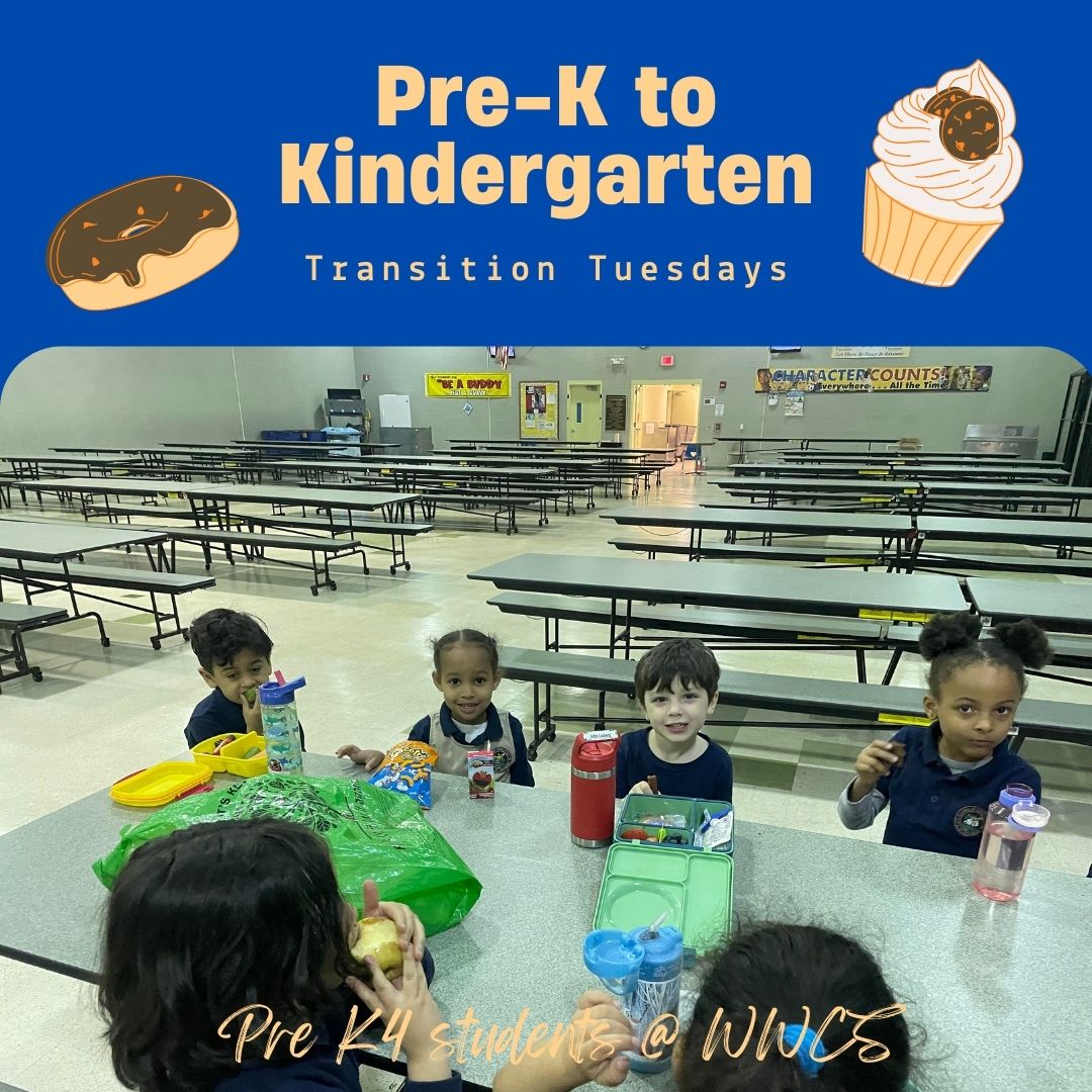 Getting Familiar – Each week, Pre K students will learn more towards their journey to Kindergarten. This week, students visited their school’s cafeteria. Pictured are students enjoying snacks in what will be their new lunchtime surroundings. @MidtownSchool8 and @WWWildcatPride
