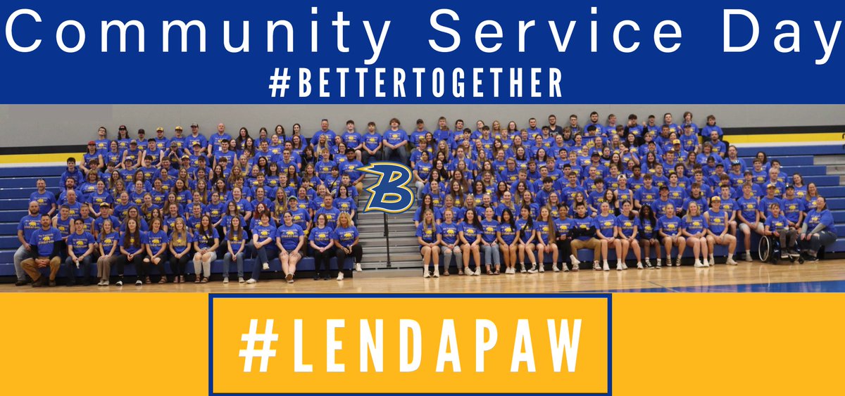 And they're off! #LendAPaw Community Service Day is in full swing & every one of these #BonduelBears are helping others in our community. The #SDOB is so happy to give back to the community we LOVE. We're so much #bettertogether. #BearsCan give back 💙🧡.