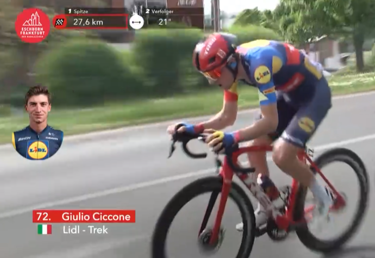 JPHHenneton's tweet photo. #cyclisme 🚴🏻‍♂️  Grand Prix de Francfort 🇩🇪

Giulio #Ciccone emmène le groupe des poursuivants

#velon https://t.co/ap5rNlAwIM