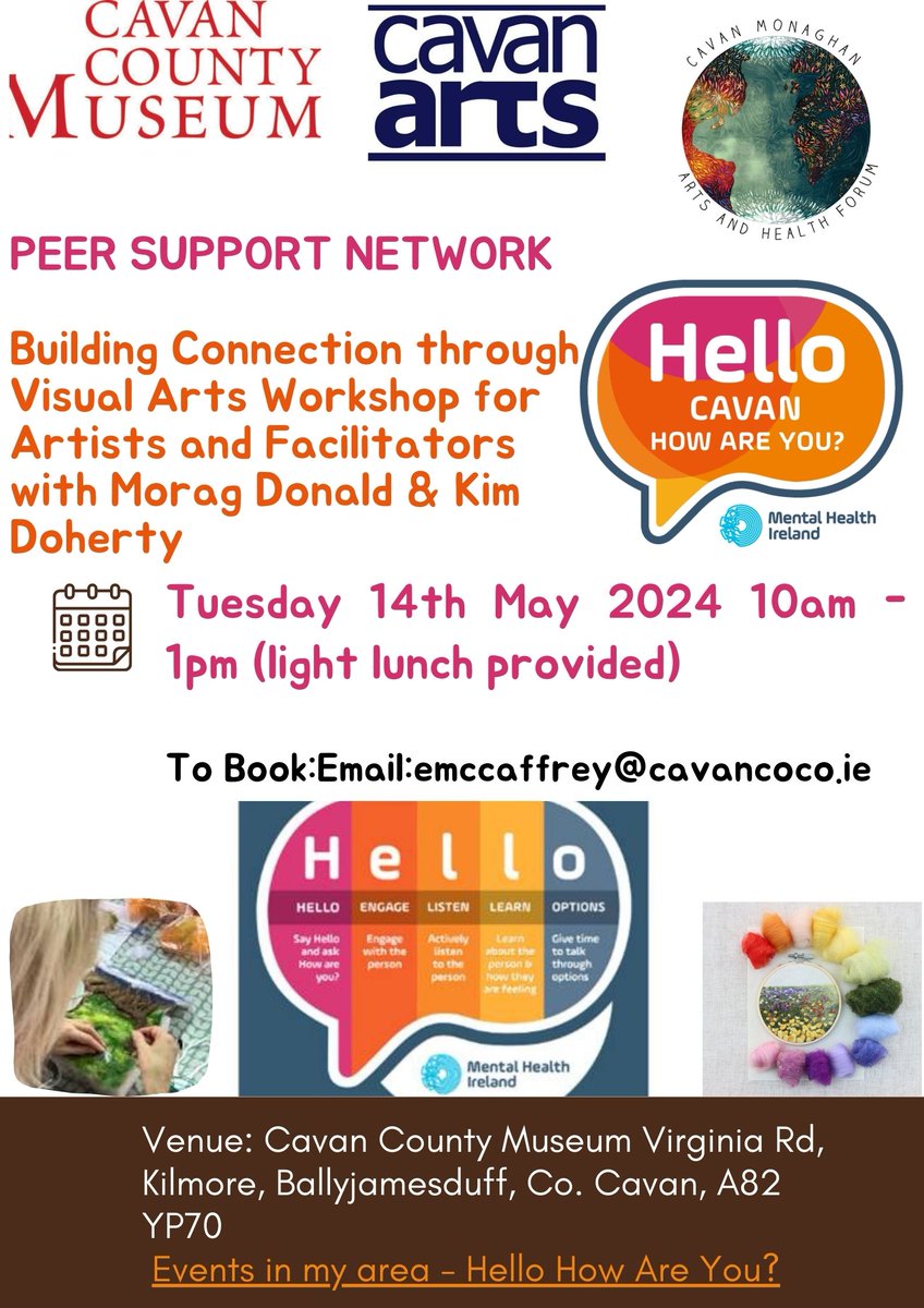 Cavan Arts (@cavanarts) on Twitter photo ๐๐๐๐ซ ๐๐ฎ๐ฉ๐ฉ๐จ๐ซ๐ญ ๐๐๐ญ๐ฐ๐จ๐ซ๐ค
Join facilitators Morag Donald and Kim Doherty for a wonderful Visual Arts Workshop
๐.๐. This is a ๐
๐๐๐ workshop but you must book your place by emailing Elisha; emccaffrey@cavancoco.ie
A light lunch and tea & coffee will be provided ๐๐๐๐ซ ๐๐ฎ๐ฉ๐ฉ๐จ๐ซ๐ญ ๐๐๐ญ๐ฐ๐จ๐ซ๐ค
Join facilitators Morag Donald and Kim Doherty for a wonderful Visual Arts Workshop
๐.๐. This is a ๐
๐๐๐ workshop but you must book your place by emailing Elisha; emccaffrey@cavancoco.ie
A light lunch and tea & coffee will be provided