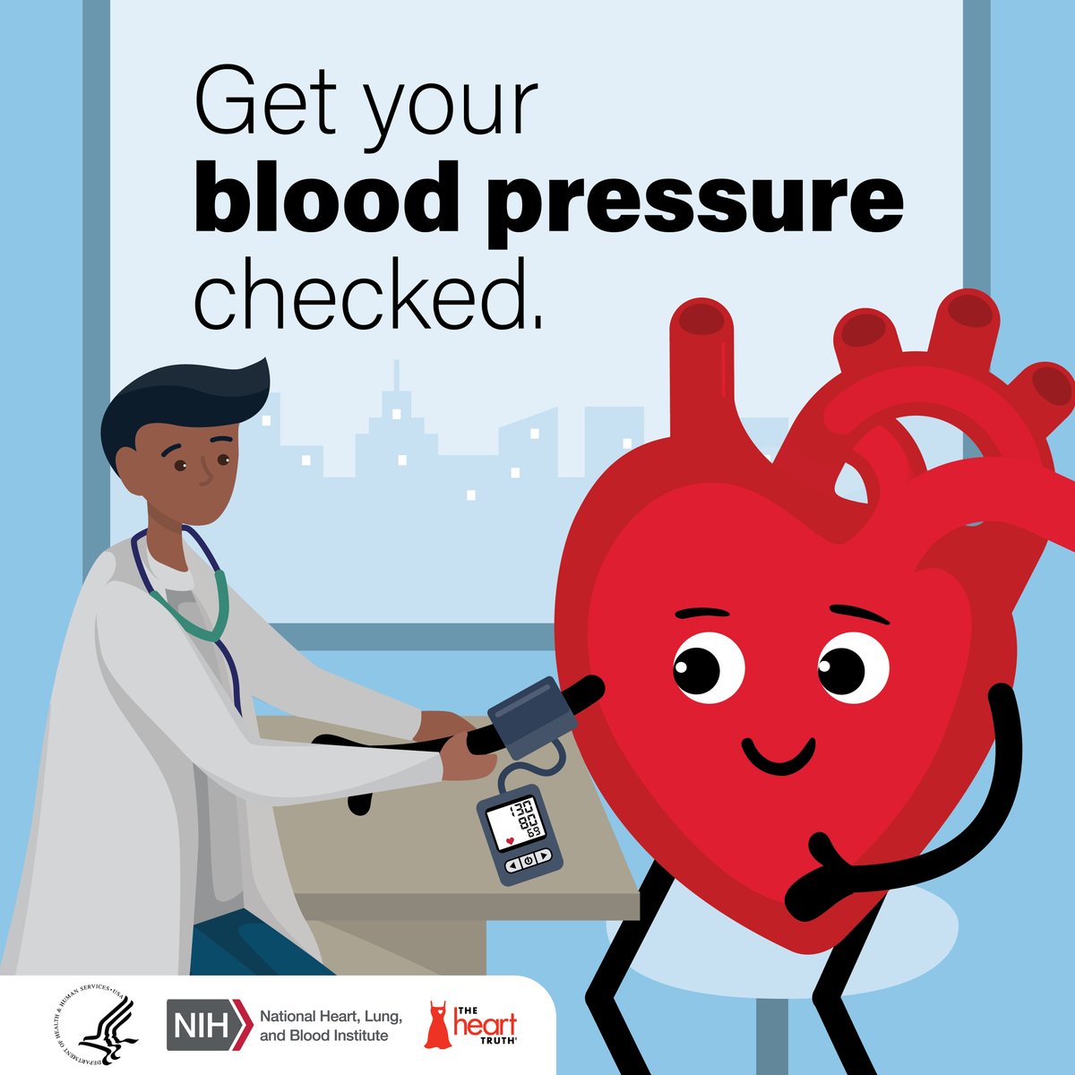 It's important to know what your blood pressure is and how to keep it in a healthy range. To help you keep track, get your blood pressure checked by a healthcare provider at each visit. go.nih.gov/wWcFrfu #HighBloodPressureMonth