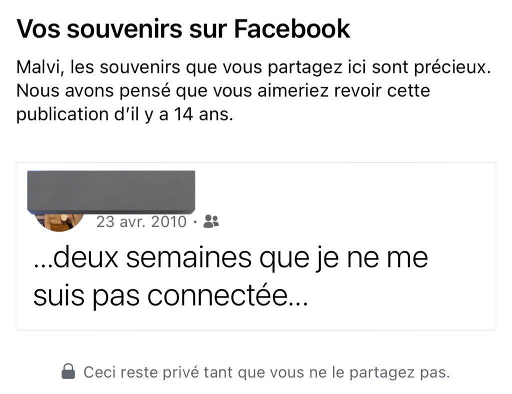 Mdr les flashbacks Facebook c’est vraiment pour m’abattre de gêne