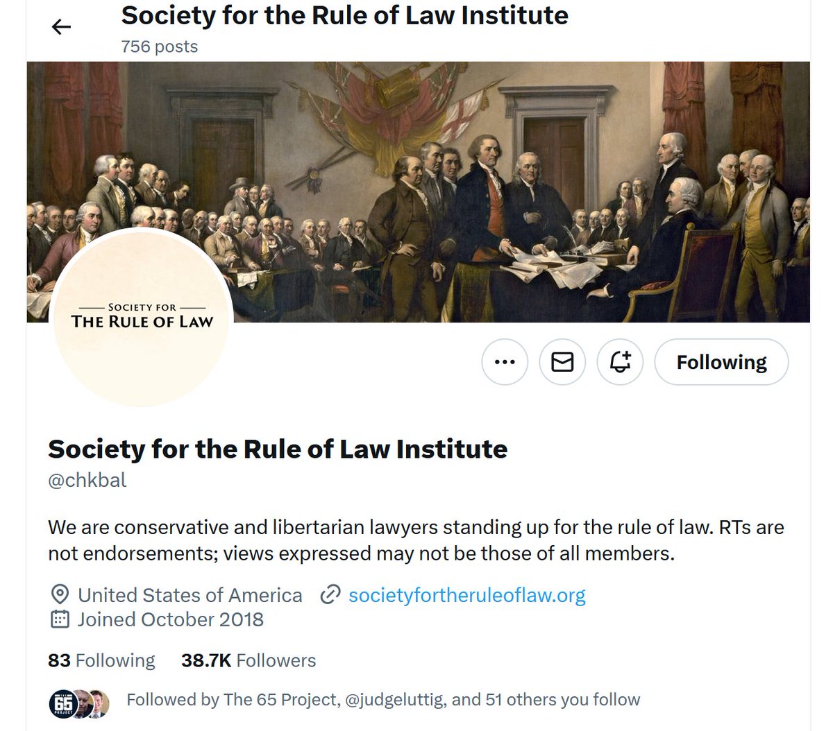 We need a legal society that is not ashamed of Trump. 

Instead, what we get is a breakaway society from the Federalist Society to the Left -- the so-called Society for the Rule of Law Institute. (I have no idea why they decided to put "society" and "institute" both into their