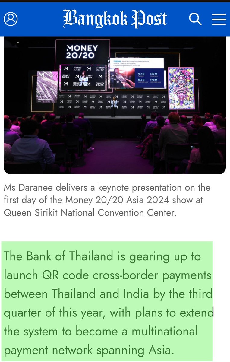 💥CROSS-BORDER QR PAYMENTS with INDIA set to begin in Q3💥
bangkokpost.com/business/gener…

@Indicatorleads