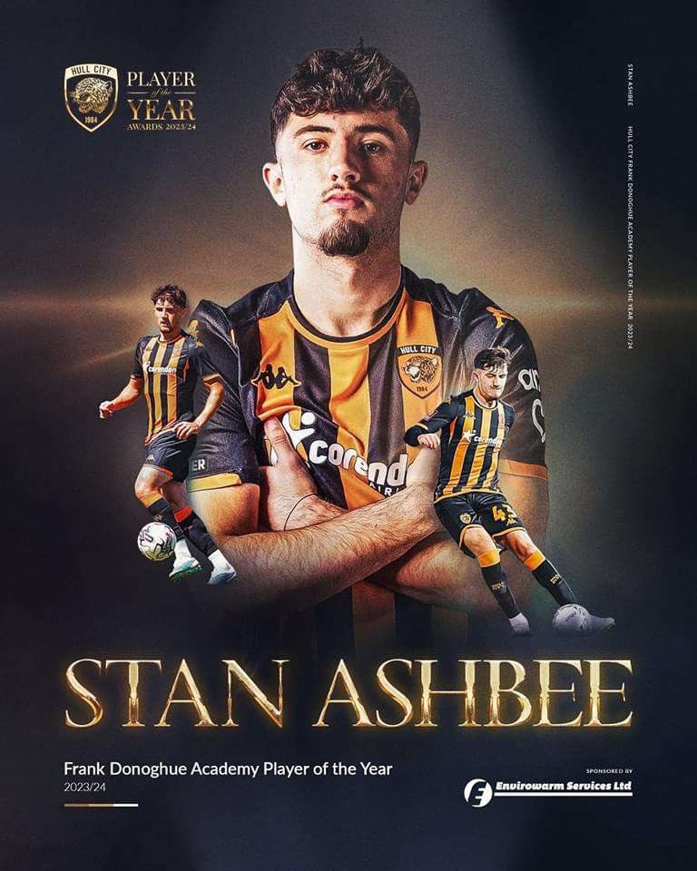 Congrats to Ireland underage international Stan Ashbee on winning Hull City’s academy POTY for the second year in a row!🇮🇪 The left footed centre half has impressed for club and country this season including a first team debut in January against Birmingham in the FA Cup.