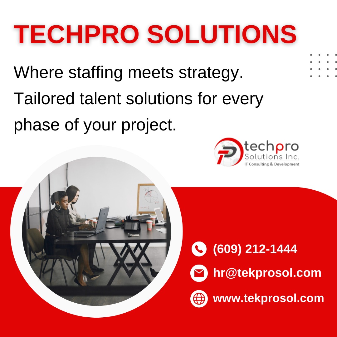 Elevate Your Career Path with TECHPRO SOLUTIONS.

#nowhiring #recruiter #training #jobs #jobsearch #jobinterview #jobopportunity  #staffingsolutions #recruitmentlife #Techprosolutions