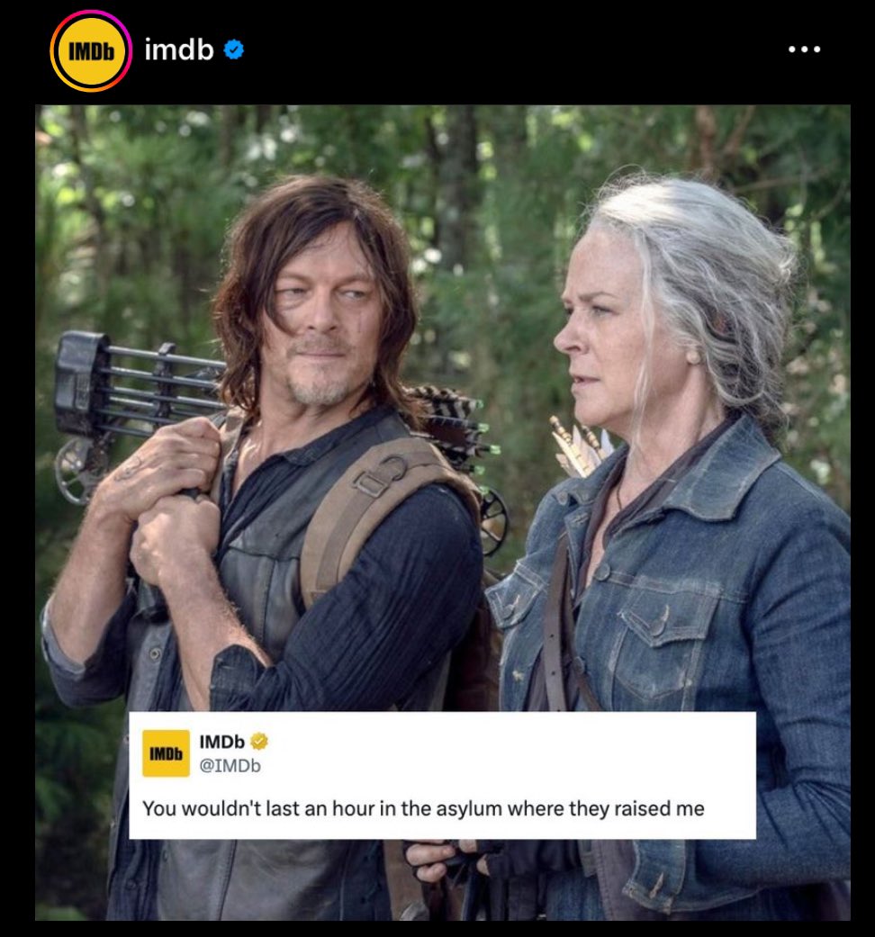 Caryl Forever and @IMDb agrees! 

#DarylDixon #TheBookOfCarol