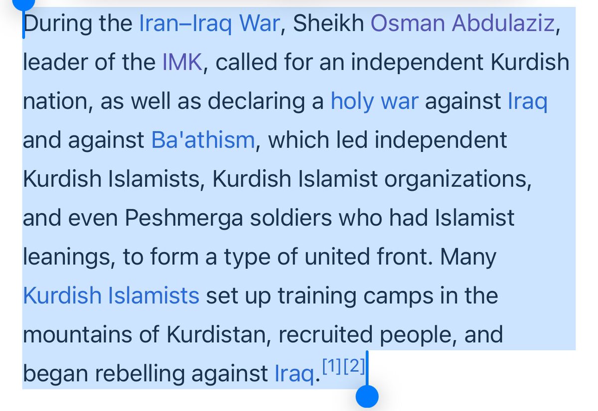 The only ideology that can unify Kurds, is Islam. While KDP and PUK (seculars) killed 36 thousand Kurds in the Kurdish civil war, Kurdish Islamists, Islamic organisations and Peshmerga fighters who had Islamist leanings, formed a united front against Iraqs kafir regime.