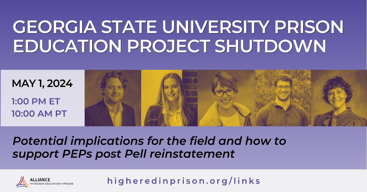 Check it out at 1:00p EST today. I'd definitely encourage you to do so if you're a PC/GSU student, staff, faculty, or alumni. 

higheredinprison.org/events/georgia…

Register here:

higheredinprison-org.zoom.us/w/81783546858?…