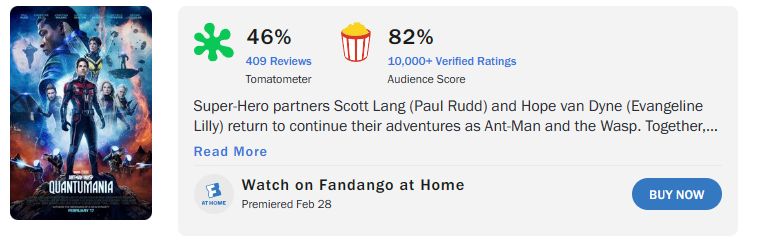 PSA, when you Google a film it now shows you the Rotten Tomatoes audience score instead of the critics one, just in case it wasn't already doing enough damage to good movies and good film criticism and we needed a final reason to nuke the whole site into orbit.