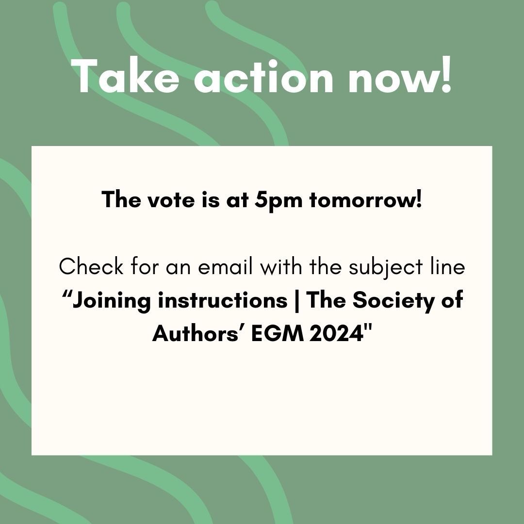 The vote is at 5pm tomorrow, May 2nd! Remember to check your emails and look out for the subject line: Joining instructions | The Society of Authors EGM 2024. In solidarity, Fossil Free Books!