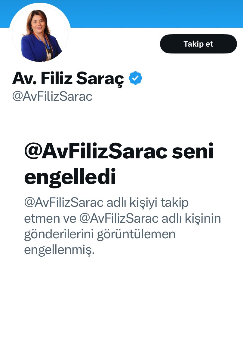 12 sene avukat olarak çalıştığım, üyesi olduğum baro ve başkanı eleştiri tweetleri attığım için beni engelliyor..1 mayıs a yakışan bir hareket için kendilerine teşekkür ediyorum..