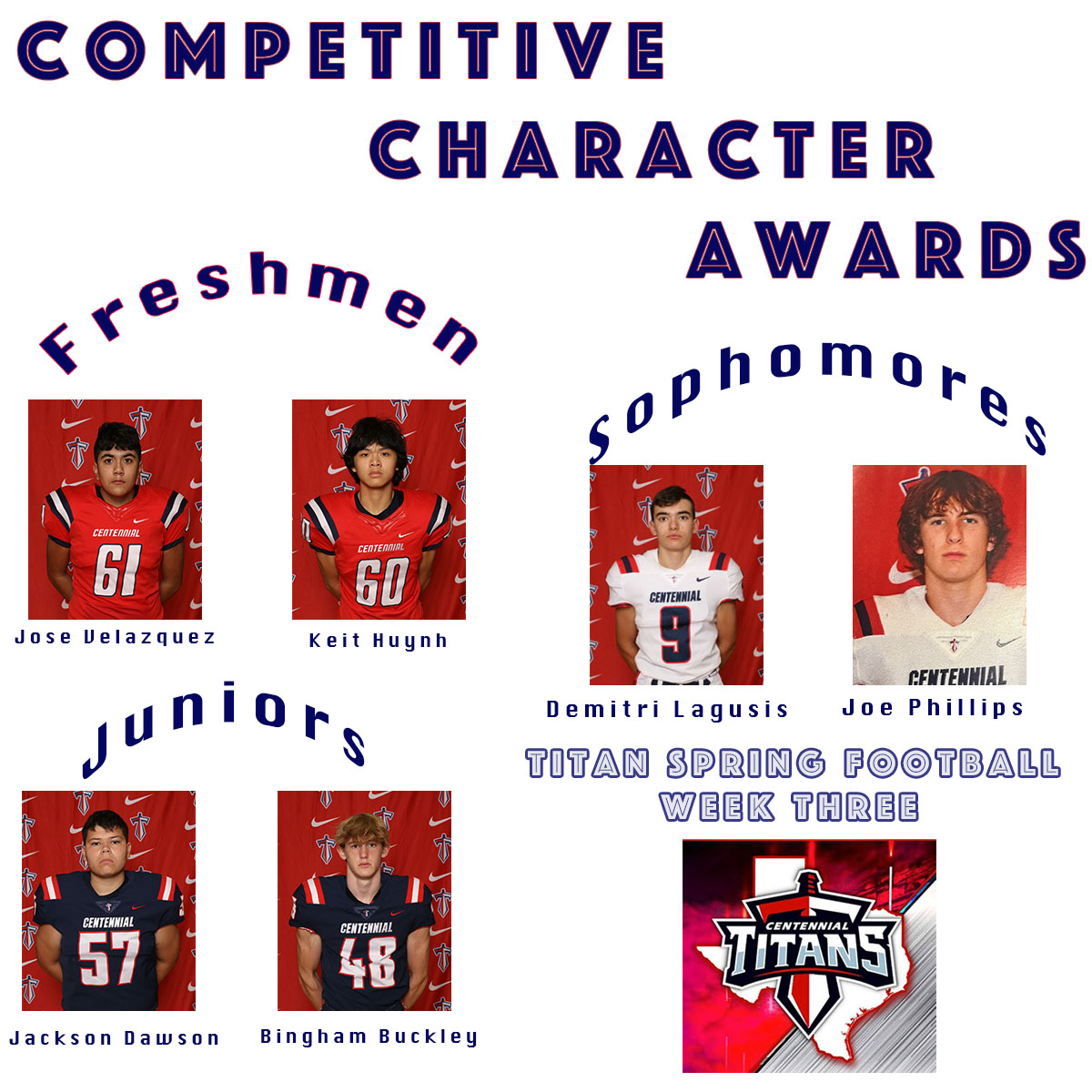 Congratulations to our Competitive Character Award Winners for week #3