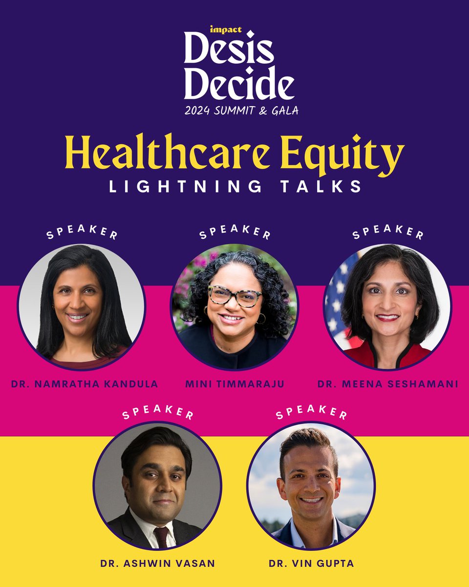 We’re thrilled to bring together some of the nation’s leading South Asian healthcare experts and policymakers — @NammiKan, @drmeenasesh, @mintimm, @NYCHealthCommr, and @VinGuptaMD — for the Healthcare Equity Lightning Talks at our 2024 Summit! RSVP NOW: iaimpact.org/summit