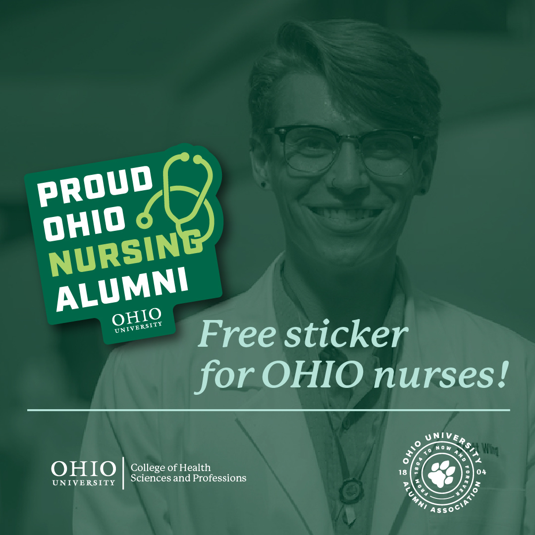 In partnership with @CHSPOhio, we're showing appreciation for OHIO nurses this month! 💚🩺 If you're an OHIO nursing graduate, submit the form to receive a custom nursing alumni sticker! ➡️ ohio.edu/alumni/benefit… #ForeverOHIO