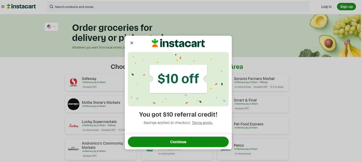 Instacart - Online Grocery Delivery - Sign Up Now - Get $10

Save time and effort having a delivery driver do your grocery shopping for you.

Start getting groceries delivered directly to your door.

Click here:

inst.cr/t/1e61dfad5

#online #grocery #delivery #signupnow