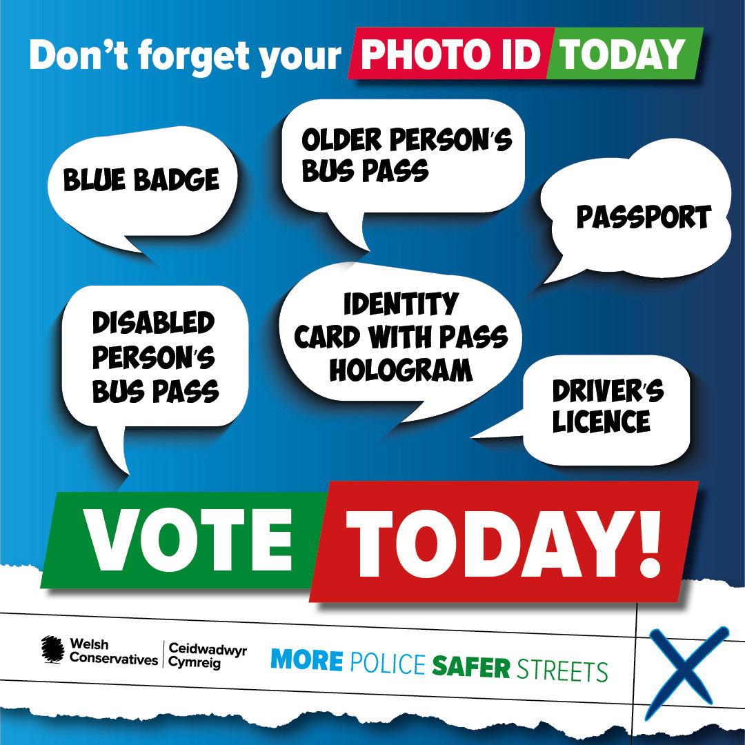 👮 More police, safer streets. 🗳️ Vote for your Conservative candidate in the Police and Crime Commissioner election today in Wales.