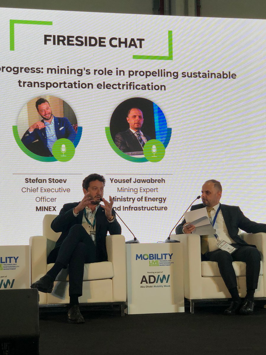 #minex CEO Dr. Stefan Stoev and Yousef Jawabreh, Mining Expert, Geology & Mineral Resources Department of the UAE Ministry of Energy & Infrastructure spoke at the #MobilityLiveME 2024 in Abu Dhabi about #mining, #miningwithprinciples, #CriticalMinerals, #SustainableDevelopment