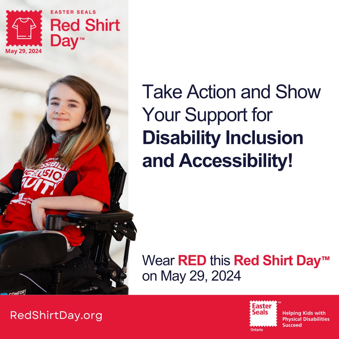 Red Shirt Day™ takes place this month! On May 29, take action and show your support for disability inclusion and accessibility by wearing RED! You can still order an official Red Shirt Day™ t-shirt until May 20. Order yours now at: ow.ly/yCk750RtA1b.