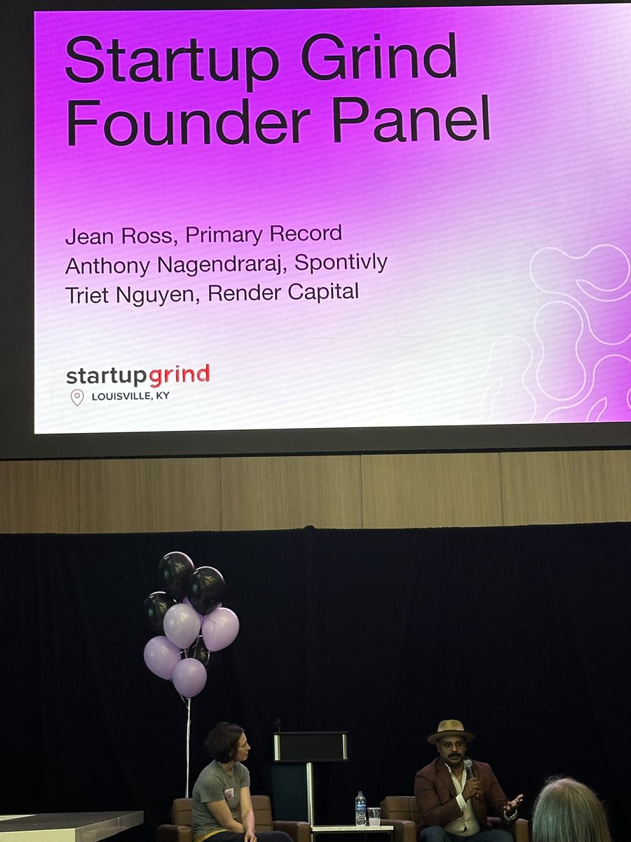 Daniel Johnsen (@daniel_johnsen) on Twitter photo .<a href="/GrindLouisville/">Startup Grind Louisville</a> kicking off during the Derby Tech Summit hosted by <a href="/RenderCap/">Render Capital</a>
Jean Ross of <a href="/PrimaryRecord/">Primary Record</a>
<a href="/anagendraraj/">Anthony Nagendraraj</a> of <a href="/SpontivlyData/">Spontivly</a>
Sharing a story of bootstrapping, fundraising and other valuable lessons
#startupLou .<a href="/GrindLouisville/">Startup Grind Louisville</a> kicking off during the Derby Tech Summit hosted by <a href="/RenderCap/">Render Capital</a>
Jean Ross of <a href="/PrimaryRecord/">Primary Record</a>
<a href="/anagendraraj/">Anthony Nagendraraj</a> of <a href="/SpontivlyData/">Spontivly</a>
Sharing a story of bootstrapping, fundraising and other valuable lessons
#startupLou