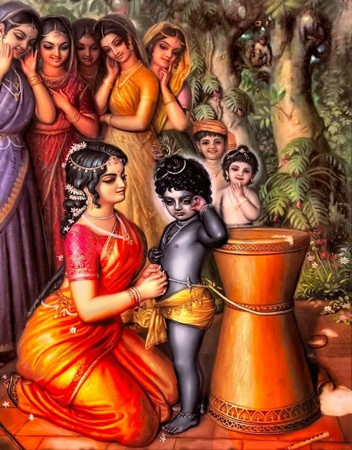 #ŚrīmadBhāgavata
Just as Śrī Kṛṣṇa saw his mother coming with arms extended to catch hold of Him, He ran away in Fright!
गोप्यन्वधावन्न यमाप योगिनां क्षमं प्रवेष्टुं तपसेरितं मनः।
“Whom Ṛṣis & Yogis are unable to grasp in Meditation even after years of austerities, is the…