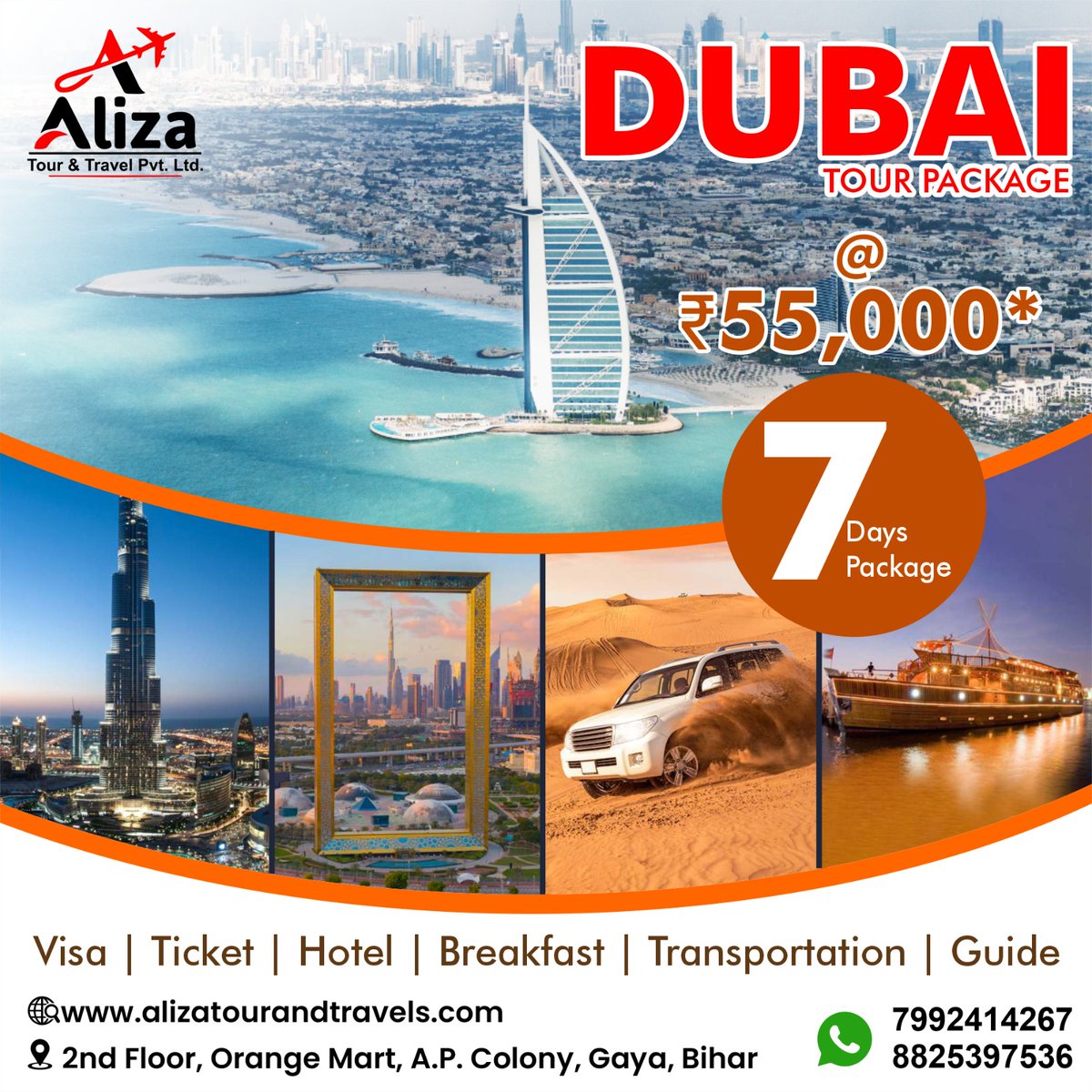 Discover the Magic of Dubai in just 7 days! ✨✈️
Book your dream vacation now at just ₹55,000. Limited seats
available!'
.
.
Call now :- 91 +7992414267/ 8825397536

#VIPDubaiExperience #ExclusiveOffer #DubaiDeals #LimitedSeats #DubaiAdventure #UnforgettableExperience
