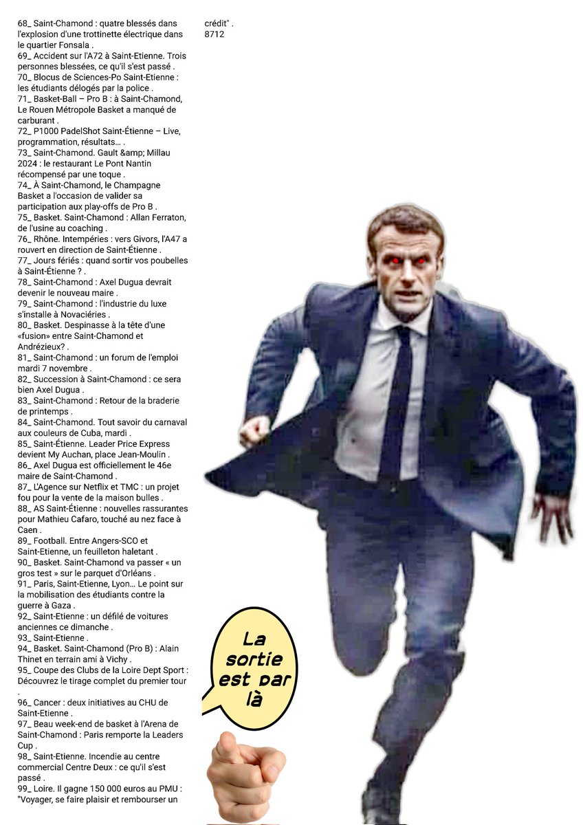 👇👀📰
👉#TitlesPresseInfos
La #Macronie en a RIEN À FOUTRE ?
🎲42● #SAINTCHAMOND
#CHAVANAY
#CHUYER
#LACHAPELLEVILLARS
#PAVEZIN
#PELUSSIN
#STMICHELSURRHONE
#VERIN
#LORETTE
#CHAMPOLY
#CHAUSSETERRE
#CHERIER
#JURE
#STJUSTENCHEVALET
#STMARCELDURFE
#STROMAINDURFE
#CERVIERES
#LACHAMBA