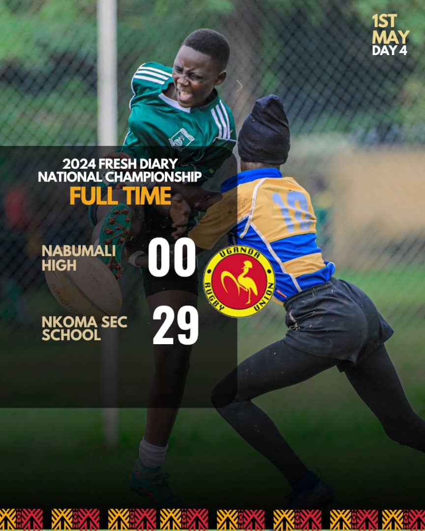 In the girls USSSA National Championship Mbale's Nkoma SS squeezed a 12-00 score first half and sealed off the game with a 29-00 Full Time margin.

#SupportSchoolsRugby