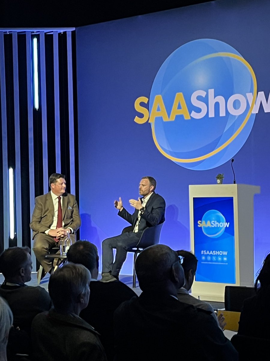 Listening to Sir Martyn Oliver at the SAA show. 
Being questioned by the editor of the TES. #SAASHOW @SAA_Show