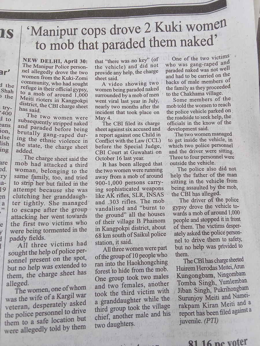 We commend the Indp agent,the CBI,for its swift action against the Meitei animals,AT unit.We urge your authority to uncover the mastermind behind this ethnic cleansing campaign and hold them accountable for the loss of 100s of innocent lives.
#MeiteiWarCrimes 
#MeiteiLiesXposed