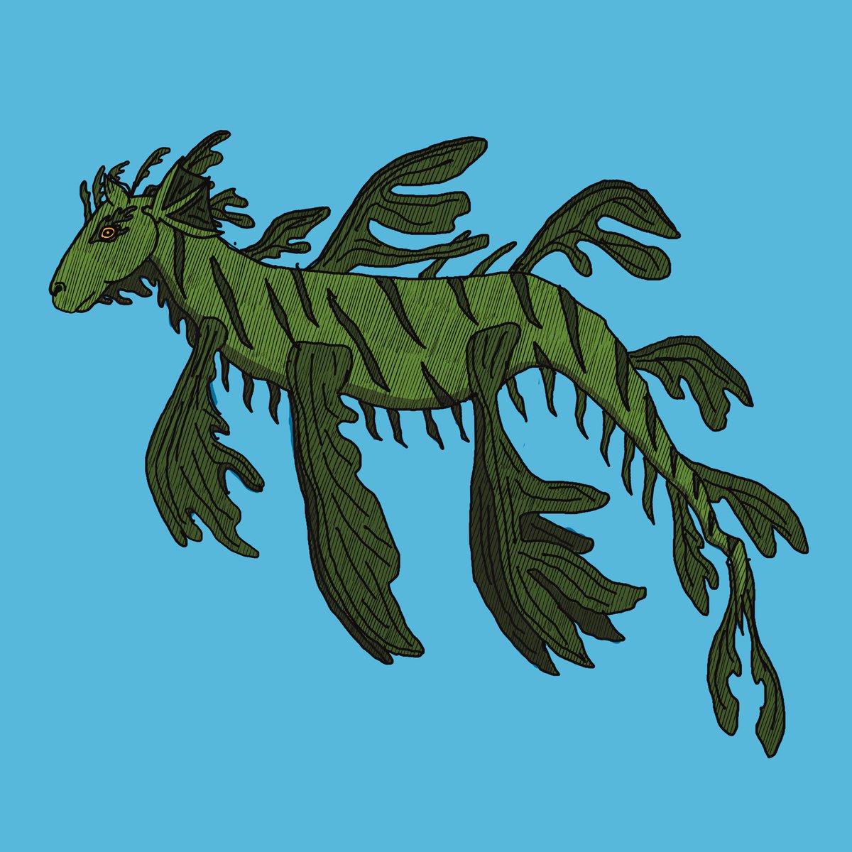 Designed the kelpie for WizardWorld was inspired by leafy seadragons 🐉 

Kelpies are pachyderms that adapted to life in the water millions of years ago. These rare and elusive creatures are not to be approached as their sticky hides will trap you upon touch.