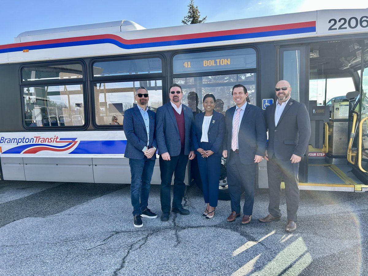 Transit is essential in empowering communities. I’d like thank everyone including town staff, @patrickbrownont, & @bramptontransit for making this collaboration possible. Growing transit in Caledon: Route 41 Bolton service will now be operated by Brampton Transit on Weekdays…