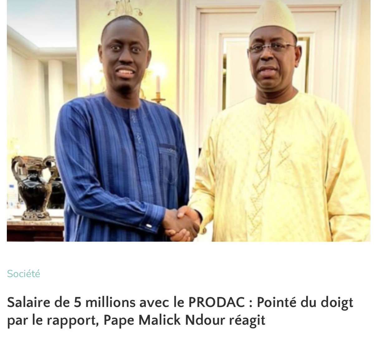 Un nul et un incapable comme @PapeMalickNdour se tape un salaire de 5 millions/mois + les indemnités sous le dos du pauvre contribuable sénégalais. Il est mieux payé que les ministre d’Etat et les Directeurs des postes stratégiques. Le Sénégal fut un pays de tous les malentendus