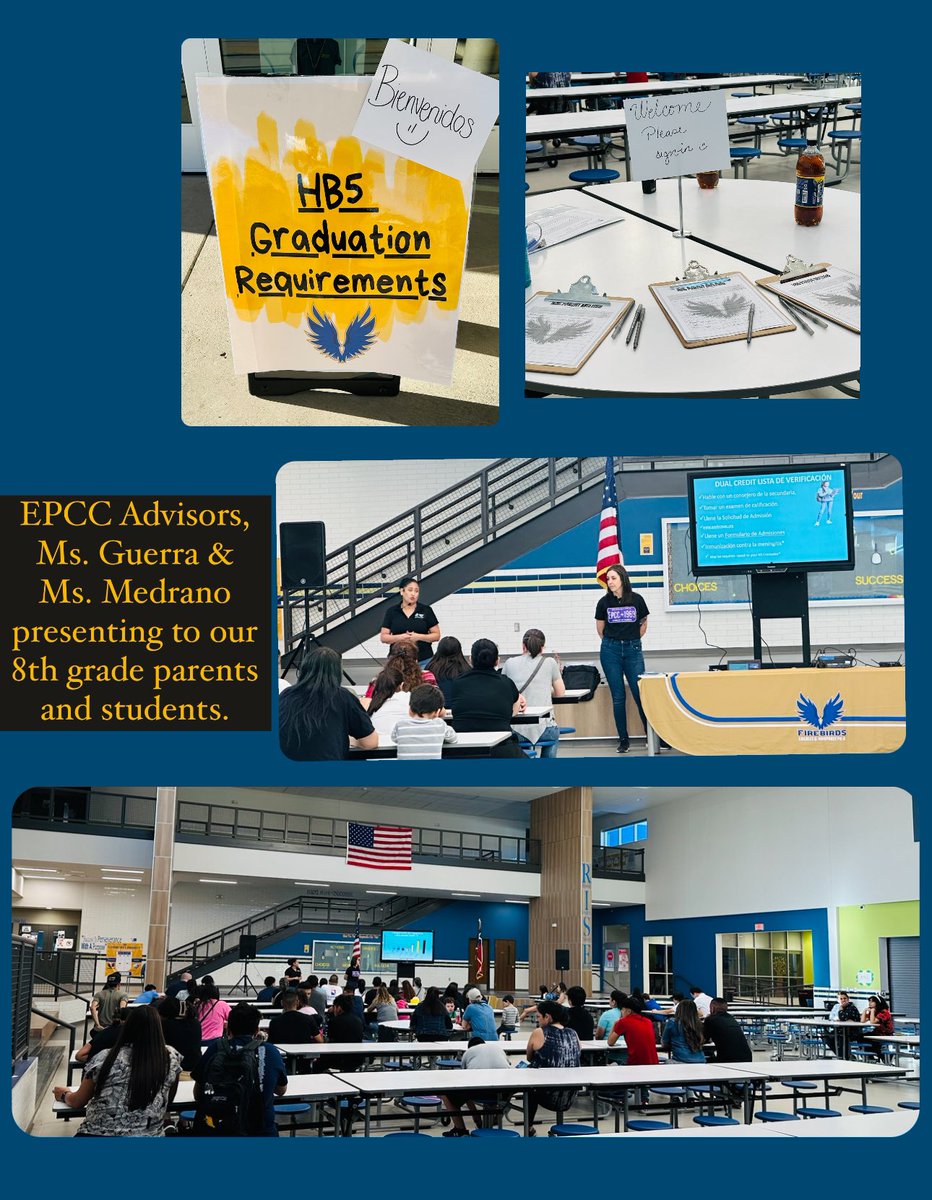 #HB5Night Last evening, our favorite EPCC Advisors provided an informative session for our eighth grade parents, guardians and students. 

Ms. Medrano & Ms. Guerra, you rock! ⛏️💜 🩵 We appreciate all your assistance and guidance this school year 🫡 ✌🏼