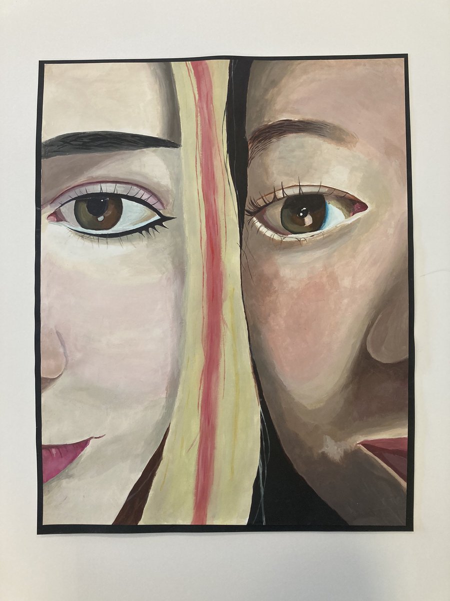 Senior phase painting exploring race, identity and notions of beauty through portraiture