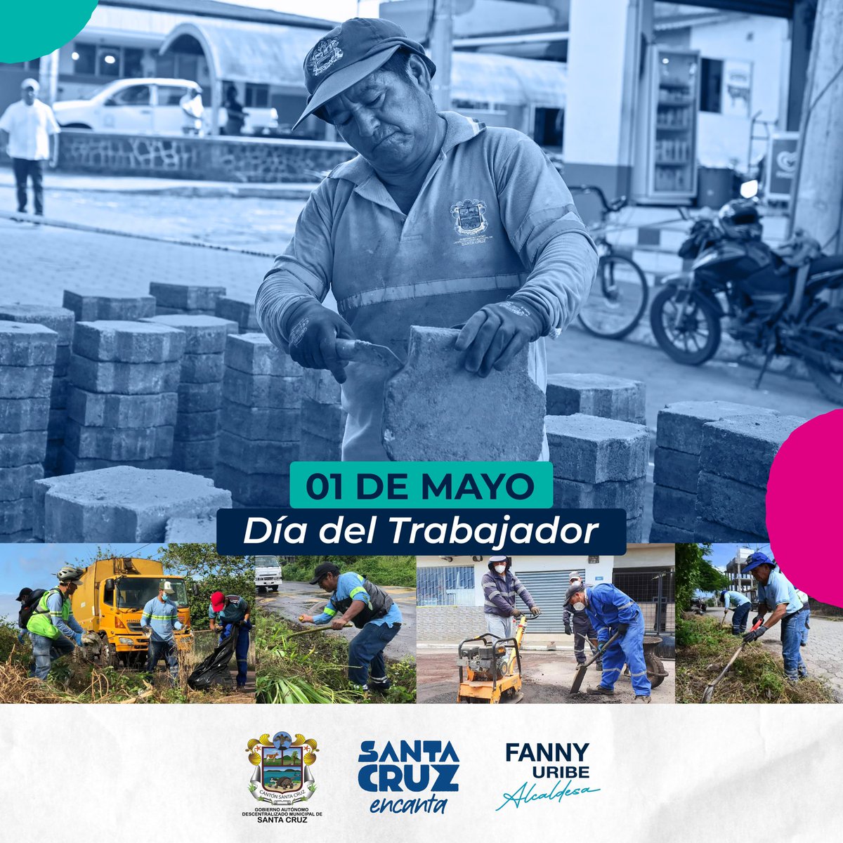 🎉 En este #DíaDelTrabajador, el Gad Municipal de Santa Cruz celebra y reconoce el esfuerzo y la dedicación de todos los trabajadores que contribuyen al desarrollo de nuestro cantón. 
Gracias por su labor incansable y compromiso diario. 💼💪 
#AlcaldesaFannyUribe