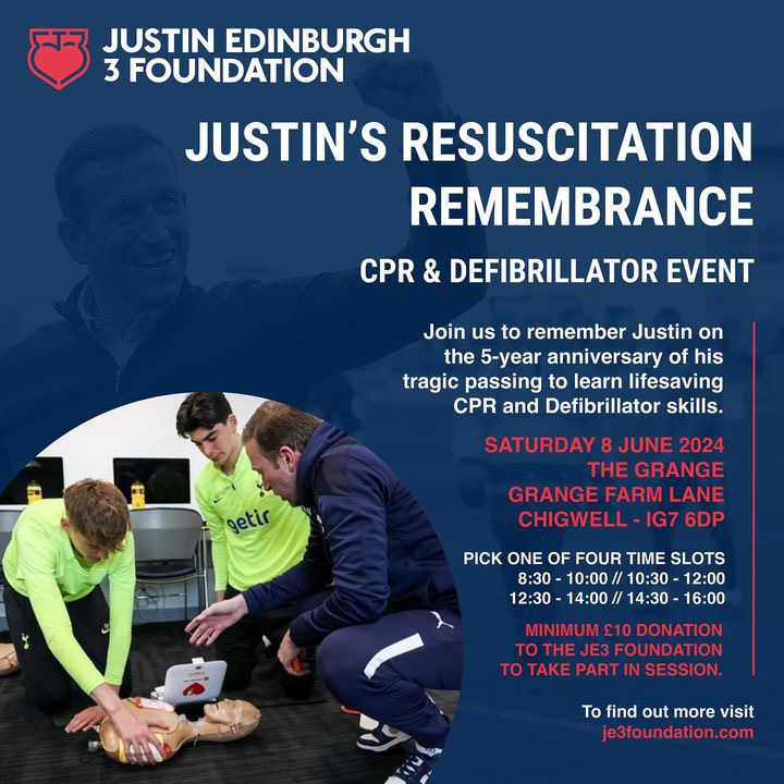 Join the JE3 Foundation, as they honour Justin Edinburgh's memory five years on to raise awareness of CPR and Defibrillators on Saturday, June 8 ❤ You can secure your entry to the event here 👉lofc.link/JE3Foundation #LOFC #OneOrient | @JE3Foundation